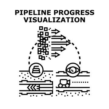Data pipeline progress visualization and analysis concept Stock Illustration