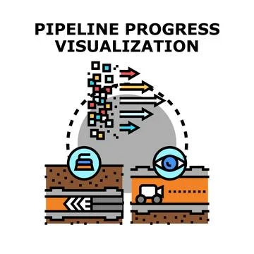 Data pipeline progress visualization and analysis concept Stock Illustration