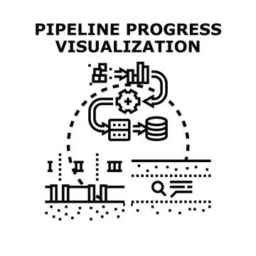 Data pipeline progress visualization process concept Illustrazione stock