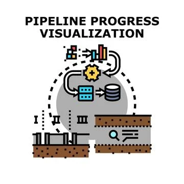 Data pipeline progress visualization process concept Stock Illustration