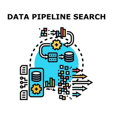 Data pipeline search processing digital information Stock Illustration