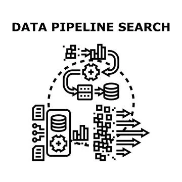Data pipeline search processing digital information Stock Illustration