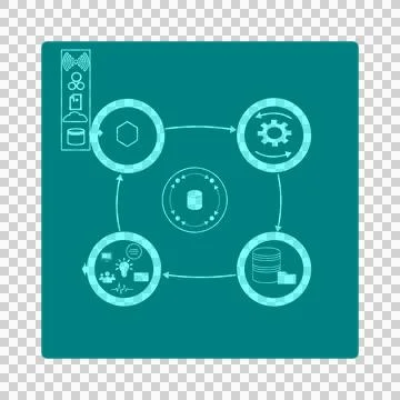 Data Pipeline System - Abstract Data Flow Diagram 스톡 일러스트