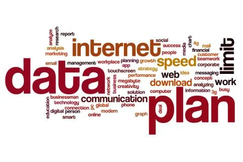 Data plan word cloud concept Stock Photos