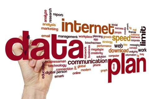Data plan word cloud concept Stock Photos