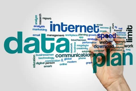 Data plan word cloud concept Stock Photos