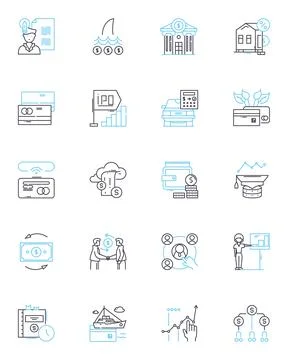 Data planning linear icons set. Strategy, Analytics, Modeling, Visualization Illustrazione stock