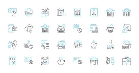 Data planning linear icons set. Strategy, Analytics, Modeling, Visualization Illustrazione stock