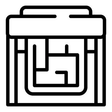 Data plotter icon outline vector. Printer machine Illustrazione stock