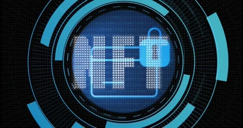 Data points bursting, animating HUD rings, globe, fading card and lock icons Stock Footage 328710148