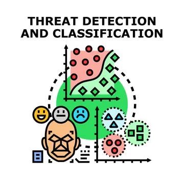 Data points classification detecting system threats and risks Stock Illustration