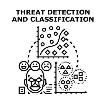 Data points classification detecting system threats and risks Stock Illustration