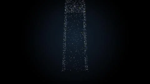 Data points forming a monolith and dispersing, 4K data illustration 库存插图