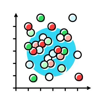 Data points plot machine learning color icon vector illustration イラスト素材