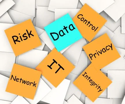 Data post-it note shows information privacy and control Stock Illustration