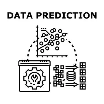 Data prediction modeling creating future forecast insights Stock Illustration