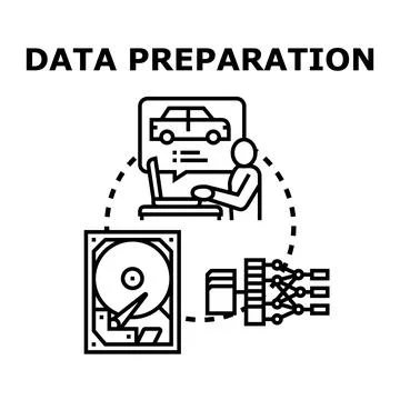 Data preparation process for machine learning analysis Stock Illustration