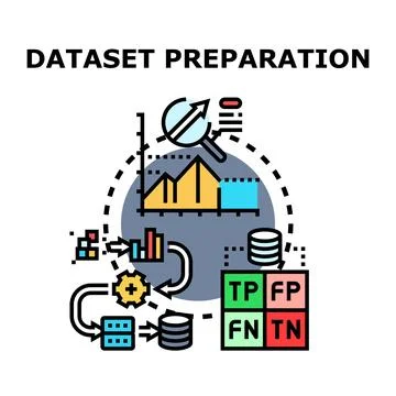 Data preparation processing for machine learning model development Stock Illustration
