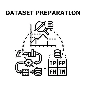 Data preparation processing for machine learning model development Stock Illustration