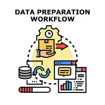Data preparation workflow optimizing business information processing Illustrazione stock