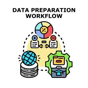 Data preparation workflow process combining analysis and storage Stock Illustration