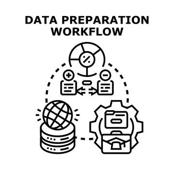 Data preparation workflow process combining analysis and storage Stock Illustration