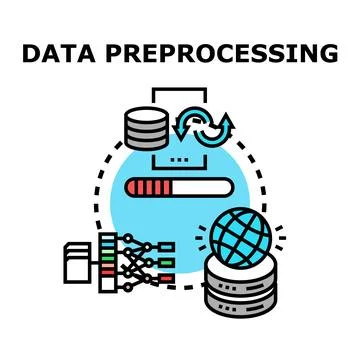 Data preprocessing concept for machine learning and analytics Illustrazione stock