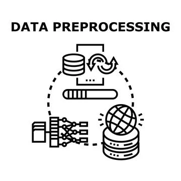 Data preprocessing concept for machine learning and analytics Ilustração Stock