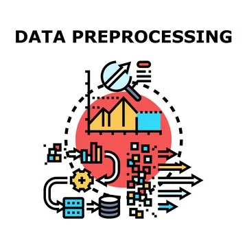 Data preprocessing transforming raw information into valuable insights Stock Illustration