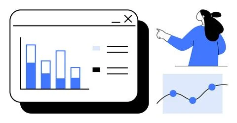 Data Presentation and Analysis with Bar and Line Graphs イラスト素材