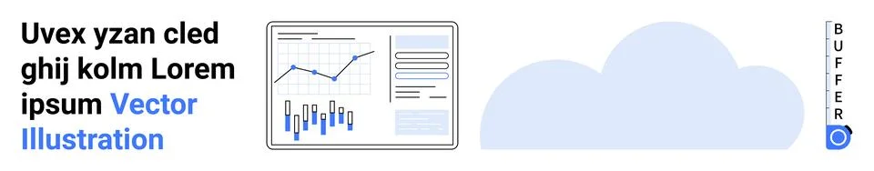 Data Presentation and Analysis on a Cloud-Based Platform with Text and Icon Stock Illustration