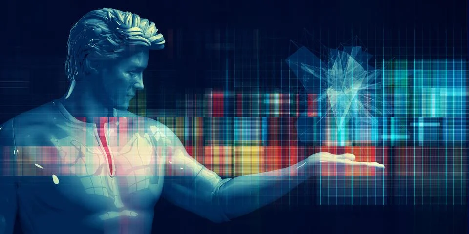 Data Presentation With Artificial Intelligence Illustrazione stock