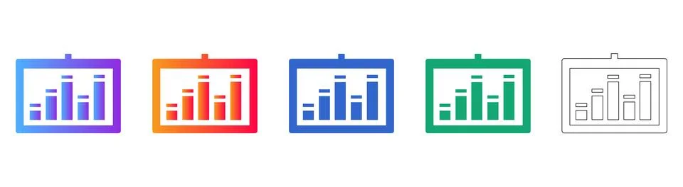 Data Presentation Board Analytics Icons Illustrazione stock