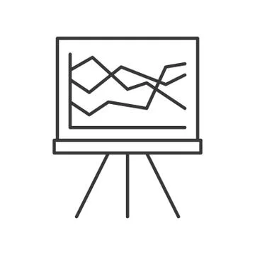 Data presentation on board, business concept, editable stroke outline Stock Illustration