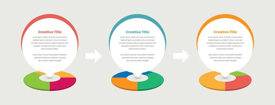 Data presentation business infographic template with perspective pie chart Illustrazione stock