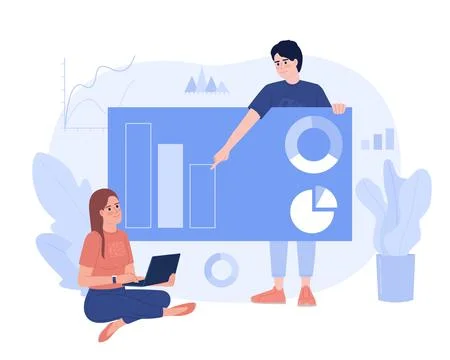Data presentation flat concept vector spot illustration Stock Illustration