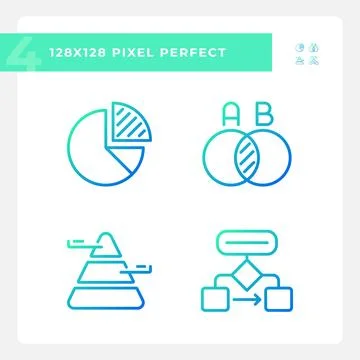 Data presentation gradient linear vector icons set 스톡 일러스트