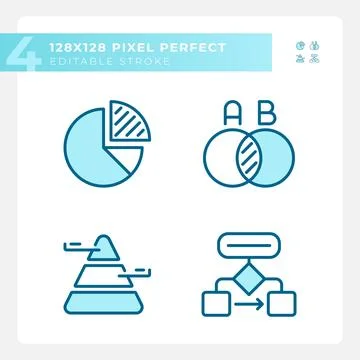 Data presentation light blue icons Illustrazione stock