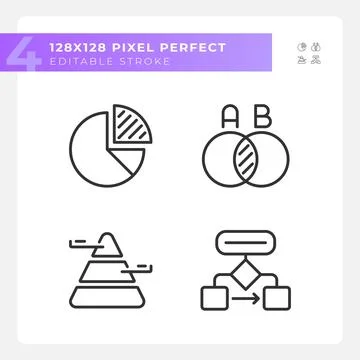 Data presentation linear icons set Illustrazione stock