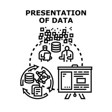 Data presentation process showing analysis and visualization Stock Illustration