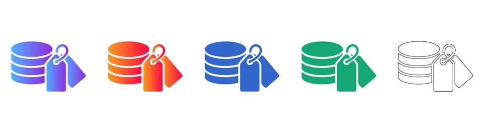Data Pricing and Asset Tag Icons Stock Illustration
