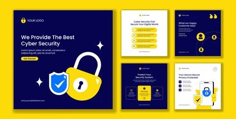 Data Privacy and Cyber Security Cartoon Hand Drawn Background for Social Me.. Stock Illustration