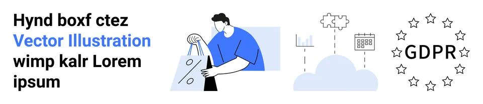 Data Privacy and E-commerce with a Focus on GDPR Compliance and Cloud Securit Illustrazione stock