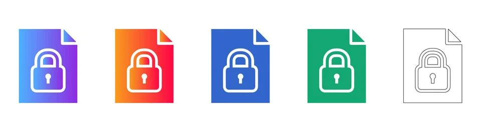 Data Privacy and File Security Icons Set Stock Illustration