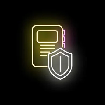 Data privacy and information security neon icon Illustrazione stock