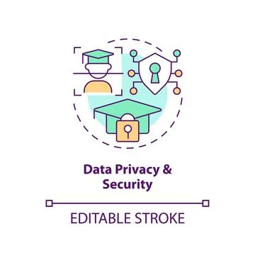 Data privacy and security in AI education concept icon Stock Illustration