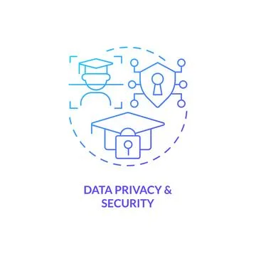 Data privacy and security in AI education concept icon Stock Illustration
