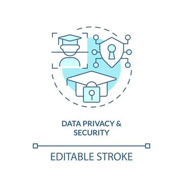 Data privacy and security in AI education concept editable icon Stock Illustration