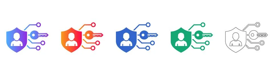 Data Privacy and User Security Shield Icons Stock Illustration
