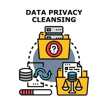 Data privacy cleansing process protecting sensitive information Stock Illustration
